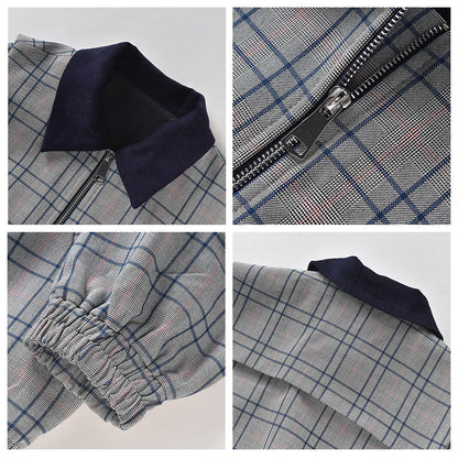 Autumn and winter women's clothing fashion plaid suit skirt loose and thin short coat women's pleated skirt two-piece set K9056