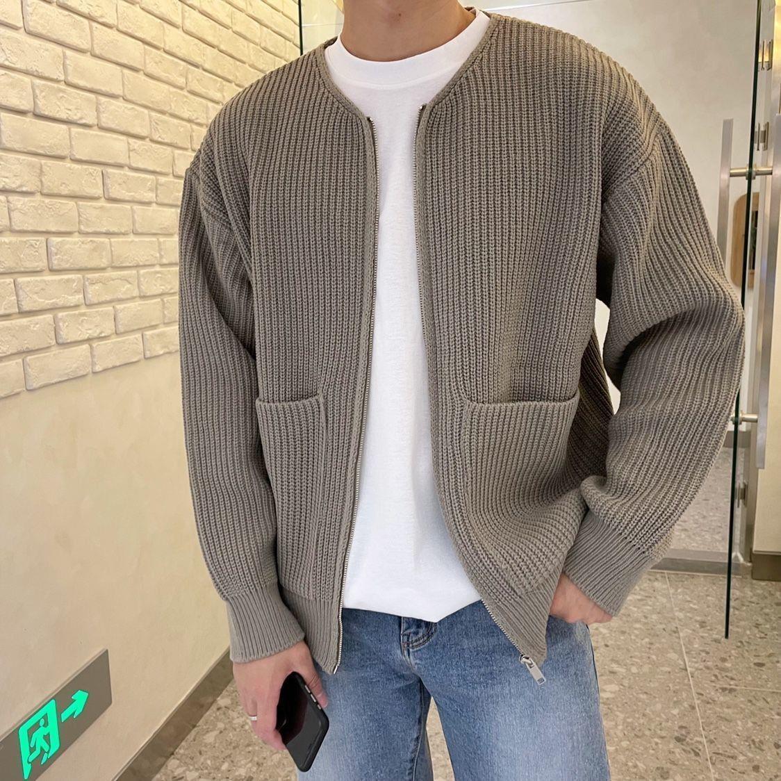 Bonsir fall outfits men 2024 Autumn and Winter New Fashion Trendy Ins Trendy Knitted Cardigan Men's Solid Color Sweater Loose Casual Lazy Style