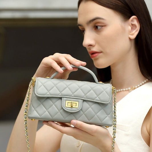 Versatile Rhombus Underarm Bag Fashion Leather One Shoulder Crossbody Small Square Bag Small Fragrant Wind Chain Bag