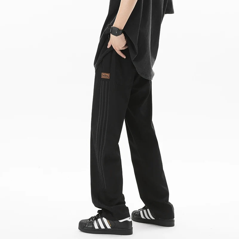 sanyamk Heavy Weight American Vibe Ice Silk Stripes Retro Sweatpants