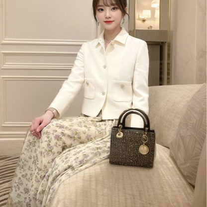 spring and summer new design floral skirt women's gentle wind temperament pleated a word medium and long skirt L1076
