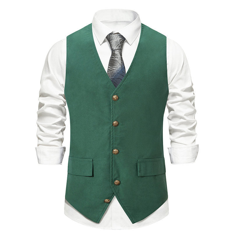 Bonsir fall outfits men Autumn and Winter New Suit Vest Men's Medieval Retro Vest European Size V-neck Single-Breasted Casual Vest