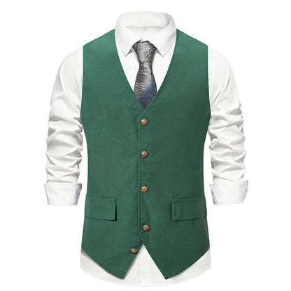 sanyamk fall outfits men Autumn and Winter New Suit Vest Men's Medieval Retro Vest European Size V-neck Single-Breasted Casual Vest