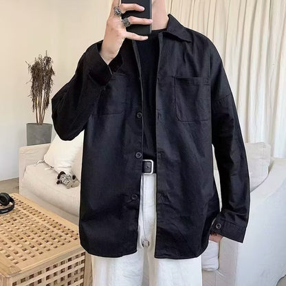 sanyamk fall outfits men Japanese Retro Workwear Shirt Casual Coat Men's 2024 Autumn New Lapel Jacket Korean Style Loose Top Fashion