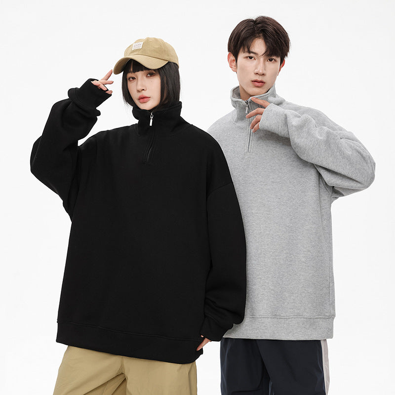 sanyamk 90s Men's Sweater Autumn and Winter Fashion Half Turtleneck Zipper Top Fashion Men Couple Pullover Fashion Sweater