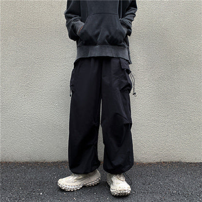 Bonsir boy outfits Multi-Pocket Workwear Casual Wide-Leg Pants Men's Spring and Autumn Hip Hop Ins Loose Straight Ankle-Length Pants