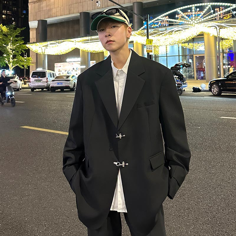 sanyamk Spring and Autumn Solid Color Suit Jacket Men's Casual All-Matching High-End Sense Ruan Shuai Hong Kong Style Loose Handsome Korean Style Suit