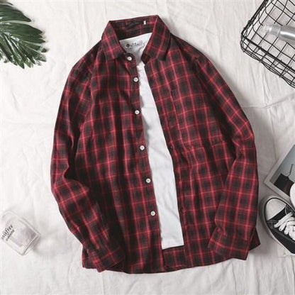 sanyamk mens clothing styles Colorful Plaid Couple Plaid Shirt Coat Long-Sleeved Shirt Youth Korean Casual Student Handsome Men's Shirt