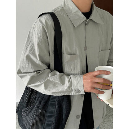 sanyamk fall outfits men Japanese Retro Workwear Shirt Coat Men's Spring New Lapel Jacket Korean Style Loose Casual Top