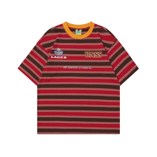 2025 T1063 2025n Street Tide 2025 Summer Vintage Stripe Trend Element Logo Design Men's Loose Short Sleeve T-Shirt