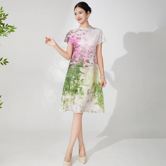 Women's high-quality big-name summer 2025 new loose-print A-shaped skirt vacation style travel dress