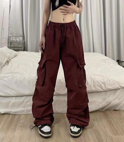 Bonsir starboy outfit Ins American Overalls Men's and Women's High Street Design Drawstring Loose Ankle-Tied Wide-Leg Casual Trousers