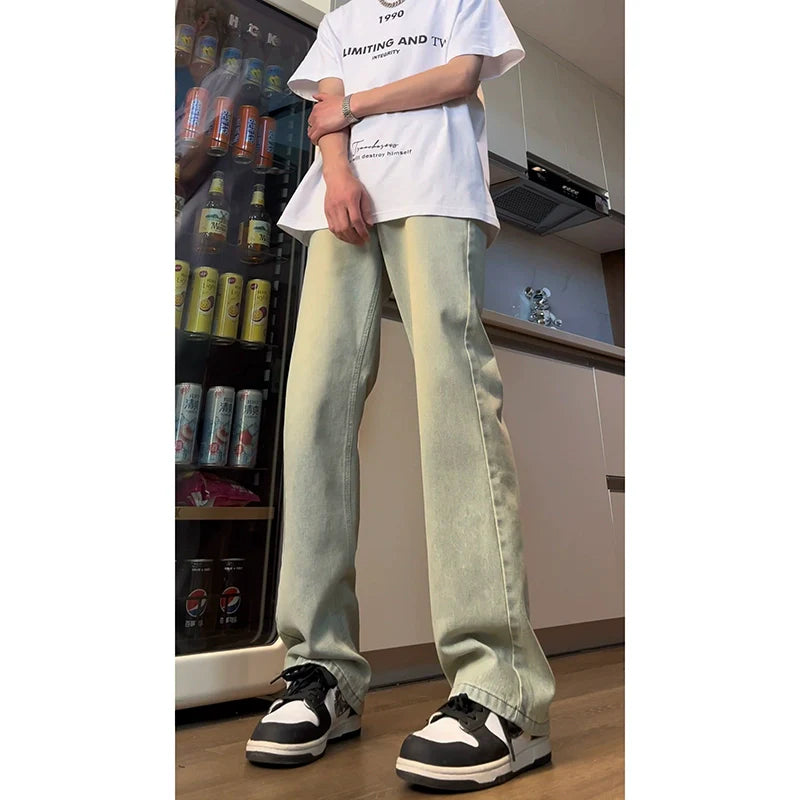 sanyamk High Waist Streetwear Hip Hop Machete Slim Fit Summer Bootcut Jeans