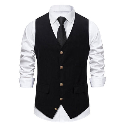 sanyamk fall outfits men Autumn and Winter New Suit Vest Men's Medieval Retro Vest European Size V-neck Single-Breasted Casual Vest