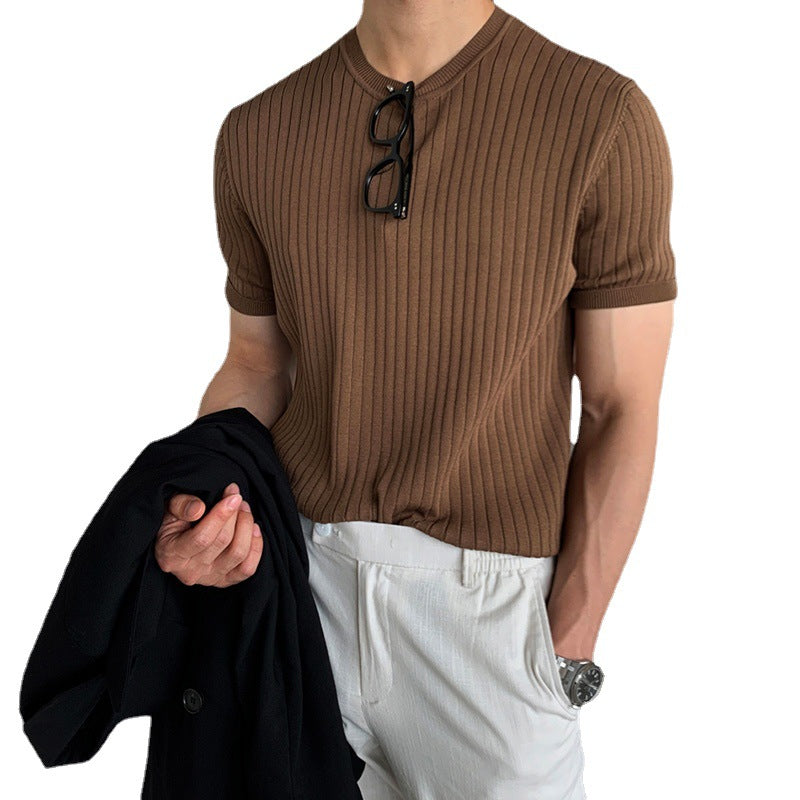 sanyamk men fall outfits Summer Men's T-shirt Short-Sleeved Sweater Stretch Korean Loose American Men's Men's Shirt