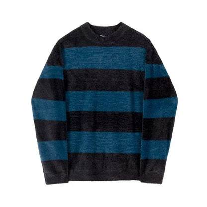 Bonsir fall mens outfits round Neck Striped Design Sense Niche Soft Glutinous Sweater New Knitwear Loose American Trendy Men's Trendy East Gate