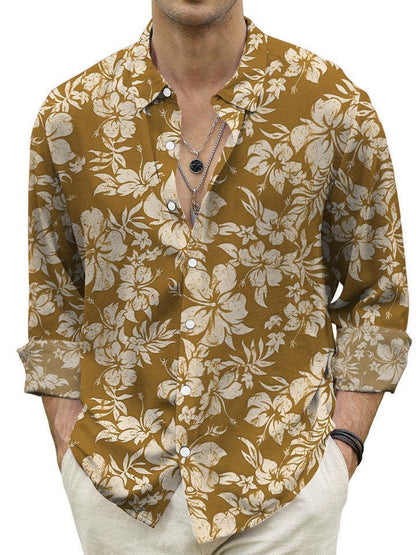 sanyamk mens clothing styles New Spring and Autumn Men's Shirt Fashion 3D Floral Long Sleeve Shirt plus Size Casual Top