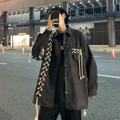 sanyamk Streetwear Hip Hop Young Men Spring Autumn Baggy Coat