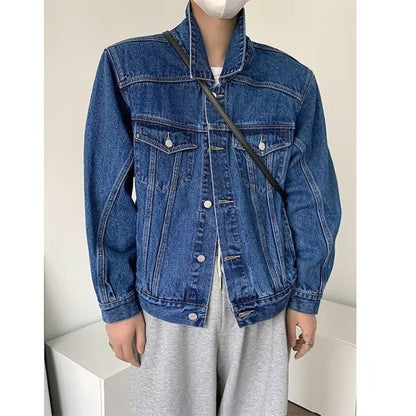 sanyamk outfit ideas Light Blue Short Denim Coat Men's Spring and Autumn Fashion Brand Retro High-Grade Ruan Handsome Cleanfit Jacket