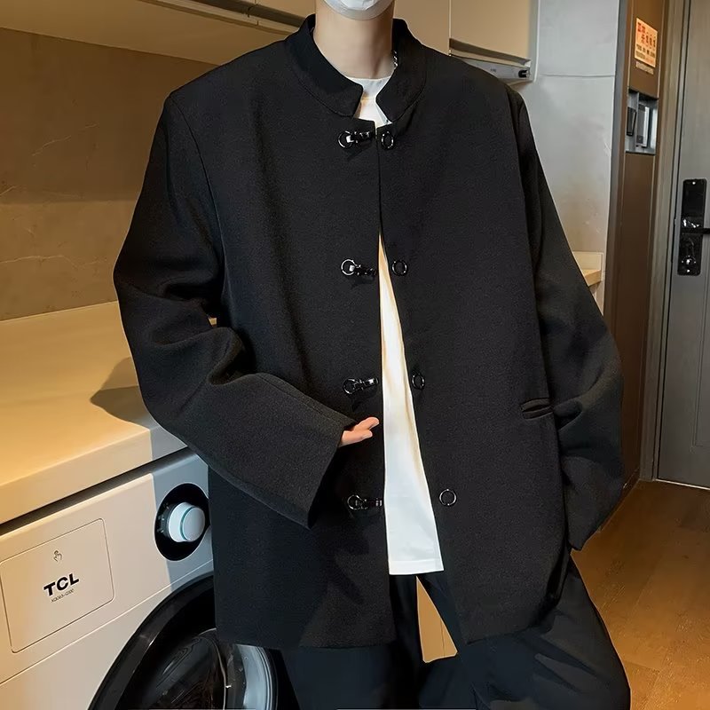 sanyamk Chinese Style Stand Collar Suit Jacket Men's Spring and Autumn Loose Chinese Style Fashionable Fashionable Handsome Jacket