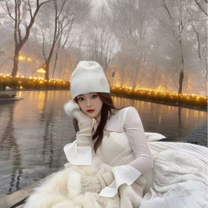 Annual meeting banquet tube top dress women's waist and thin heavy industry bead mesh long dress small gift dress autumn and winter KZ022