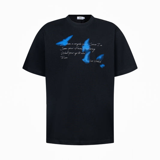 2025 ST505 2025n Street 2025 Summer Butterfly Pattern Design Sense Men's Loose Premium Neutral Short Sleeve T-Shirt