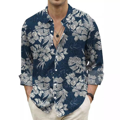 sanyamk mens clothing styles New Spring and Autumn Men's Shirt Fashion 3D Floral Long Sleeve Shirt plus Size Casual Top