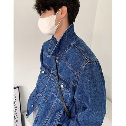 sanyamk outfit ideas Light Blue Short Denim Coat Men's Spring and Autumn Fashion Brand Retro High-Grade Ruan Handsome Cleanfit Jacket