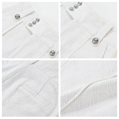 summer new design sense Sugar jeans women's white high-waisted casual wide-leg trousers L4084
