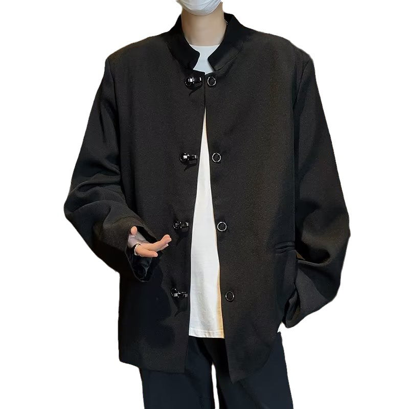 sanyamk Chinese Style Stand Collar Suit Jacket Men's Spring and Autumn Loose Chinese Style Fashionable Fashionable Handsome Jacket