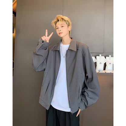 sanyamk fall outfits men American Retro Cleanfit Ruoshuai Loose Men's Spring and Autumn Korean Style Versatile Lapel Shoulder Pad Solid Color Coat