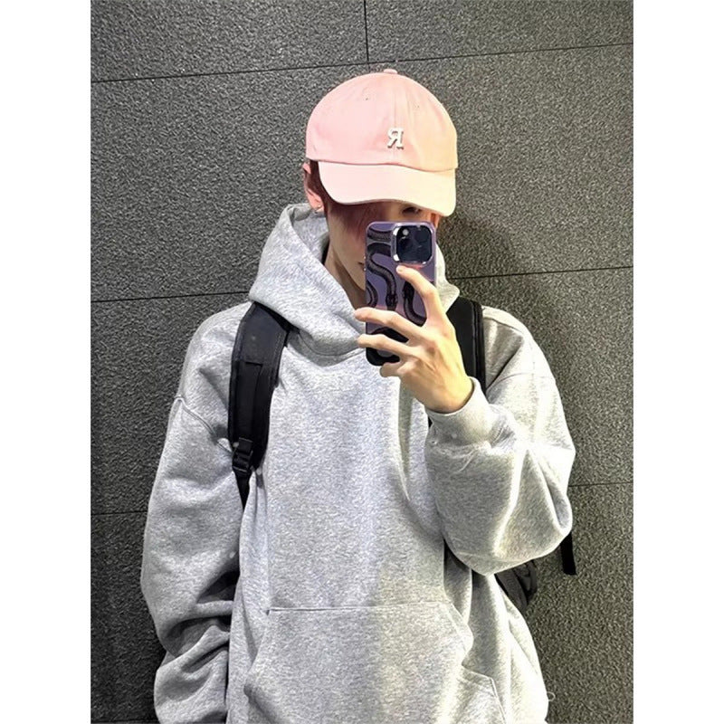 sanyamk starboy outfit [K Total] Gray 400G Sweater Men's Stiff American Retro Hoodie Oversize Autumn Coat