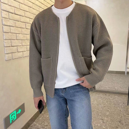 Bonsir fall outfits men 2024 Autumn and Winter New Fashion Trendy Ins Trendy Knitted Cardigan Men's Solid Color Sweater Loose Casual Lazy Style