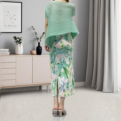 suit women's clothing high-end commuting summer popular short-sleeved T-shirt split-ended hip skirt two-piece set