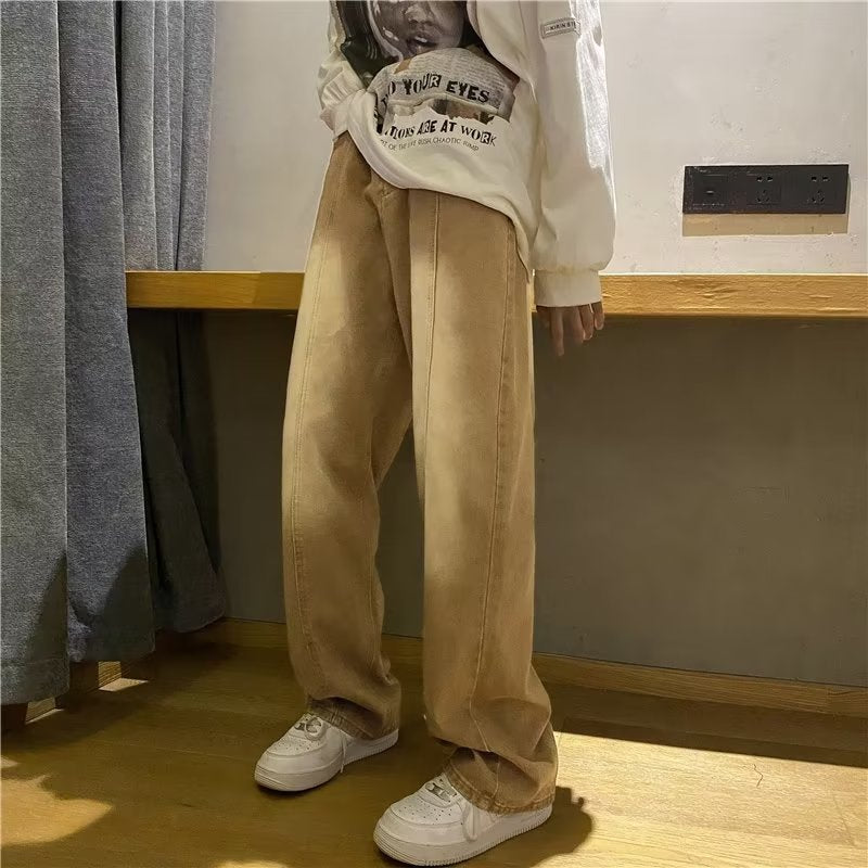 sanyamk 90s streetwear Jeans Men's Autumn and Winter Men's Loose Straight Casual Trousers Men's plus Size Pants