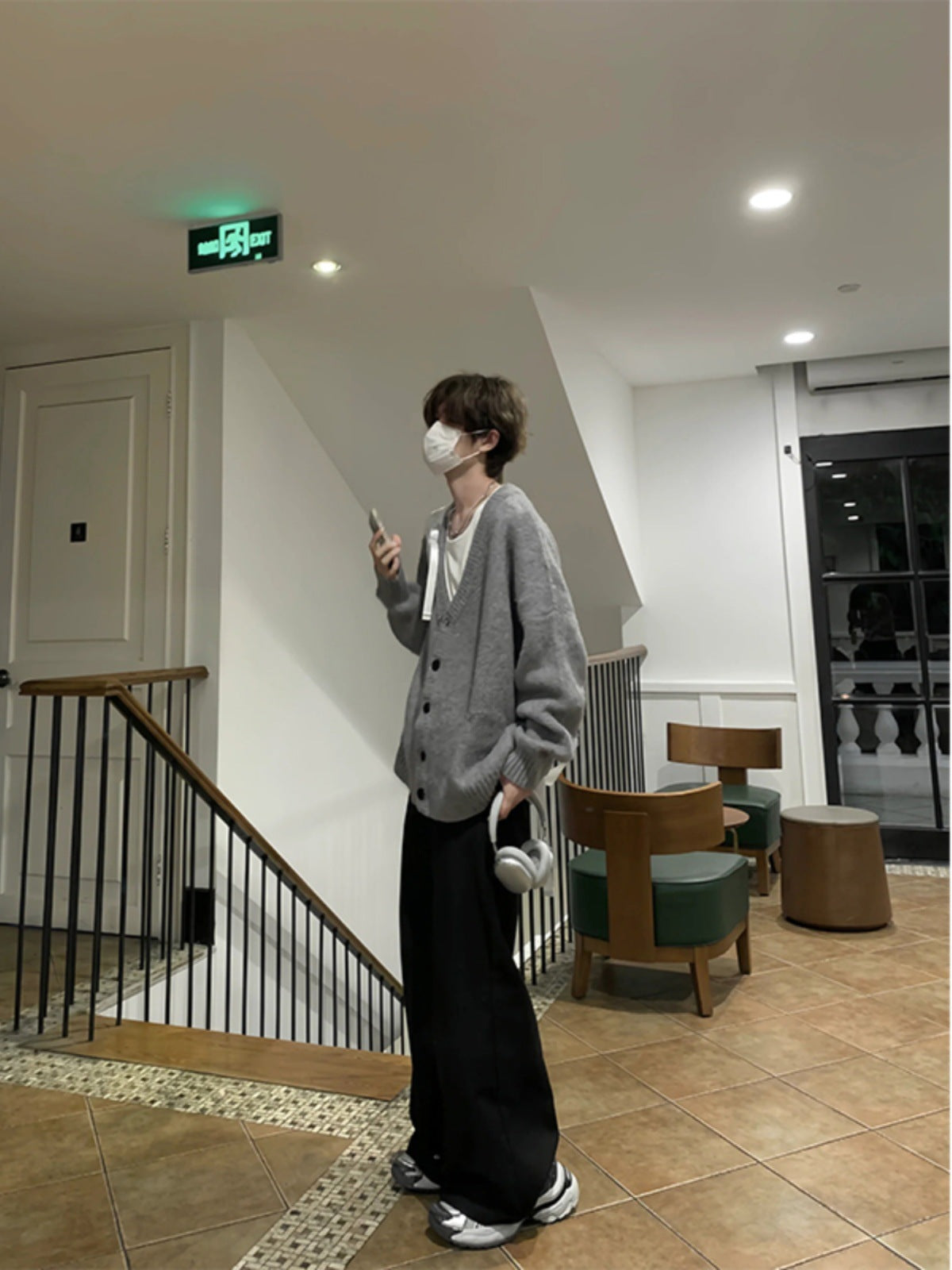 sanyamk Knitted Cardigan Coat Men's Autumn and Winter Lazy V-neck Sweater Oversize Korean Style Loose Top