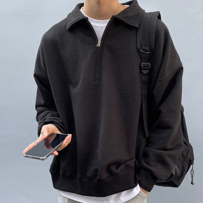 sanyamk mens outfits New Long-Sleeved Sweater Men's Fashionable Ins Korean Style Fashionable Loose Lazy Style Coat Hong Kong Style Solid Color Top Clothes