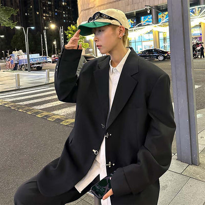 sanyamk Spring and Autumn Solid Color Suit Jacket Men's Casual All-Matching High-End Sense Ruan Shuai Hong Kong Style Loose Handsome Korean Style Suit