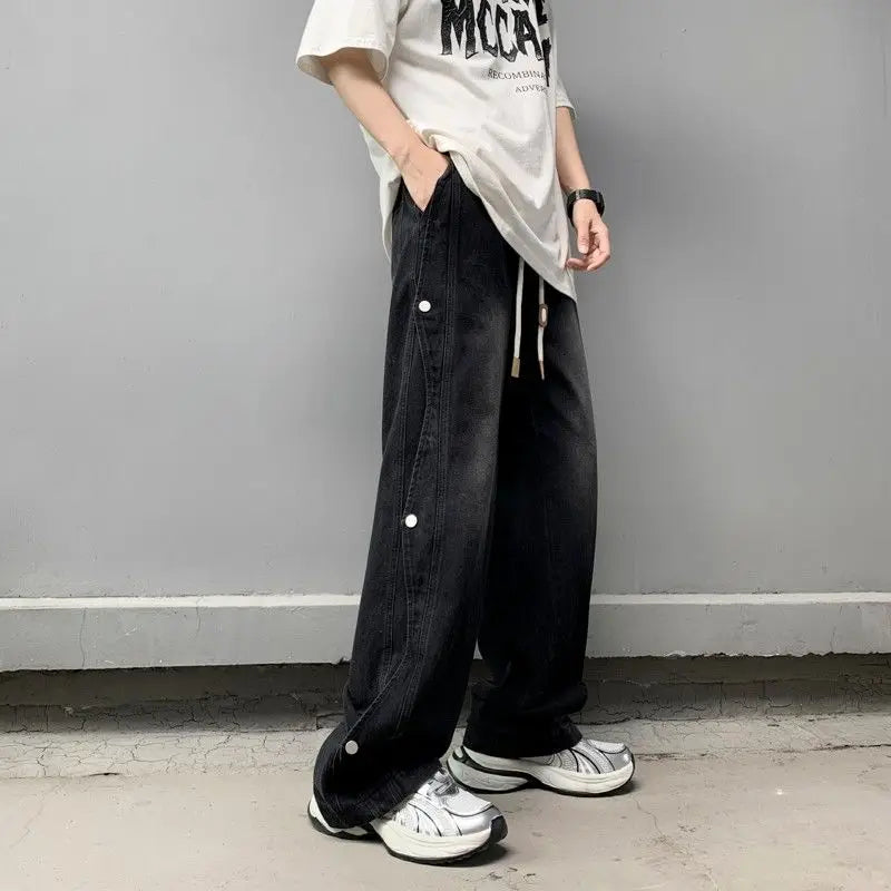 sanyamk American high street men and women trendy personalized straight leg jeans for spring and autumn loose hip-hop casual pants y2k