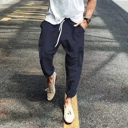 Bonsir Streetwear Mens Casual Pants Spring Autumn Fashion Mid Waist Slim Fit Trousers New Arrivals Men Trend Long Pant Streetwear