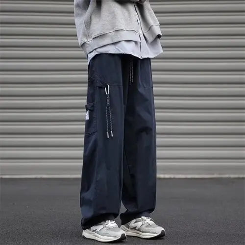 Bonsir Japanese Functional Splicing Pants Autumn Casual Loose High Street Straight Wide-leg Overalls Men Trousers Male Clothes