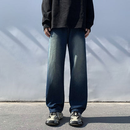 sanyamk Blue Baggy Jeans Men Fashion Retro Pocket Straight Jeans Men Japanese Streetwear Loose Denim Pants Mens Trousers S-3XL
