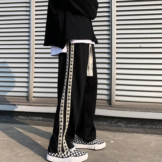 Bonsir Spring Autumn New Streetwear Hip Hop Men Korean Fashion Loose Oversized 3XL Straight Wide Leg Pants Male Casual Clothing