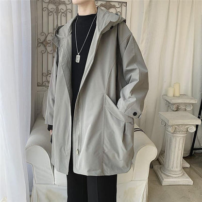 sanyamk Fashion Men's woolen Coats Solid Color Single Breasted Lapel Long Coat Jacket Casual Overcoat Casual Trench Spring and Autumn