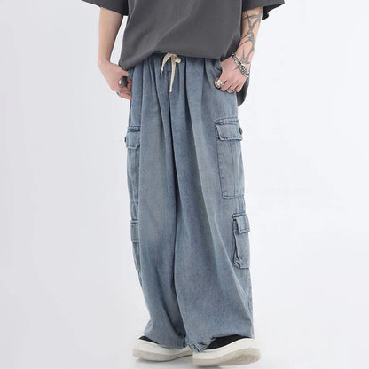 sanyamk Baggy Cargo Jeans Men Oversize Wide Leg Denim Trousers Male Cargo Pants Japanese Casual Loose Streetwear Hip Hop