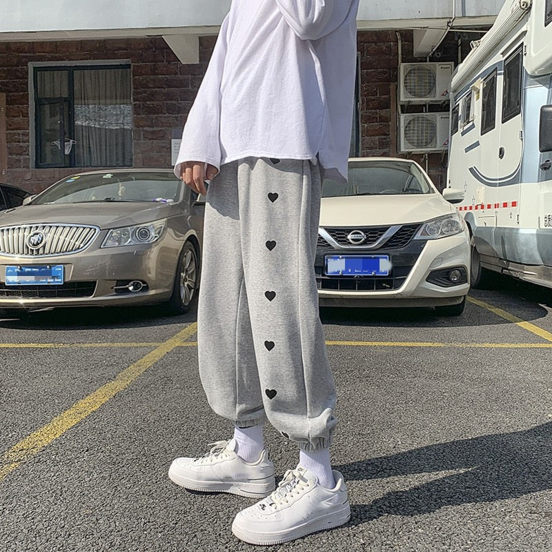 sanyamk Harajuku Baggy Pencil Wide Leg unisex Pants Side Cartoon Printing Sweatpants All-match Ankle-Length Pants Y2K Streetwear Fashion