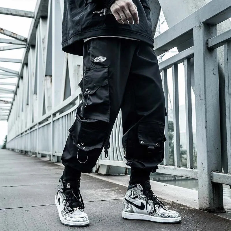 Bonsir Black Cargo Pants Men Joggers Hip Hop Techwear Pants Hippie Cargo Trousers for Men Streetwear Plus Size Pockets Oversize