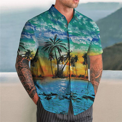 Bonsir Spring Summer Mens Casual Shirts Short Sleeve Turn-down Collar Buttoned Loose Tops Streetwear For Men Fashion Printed Shirt