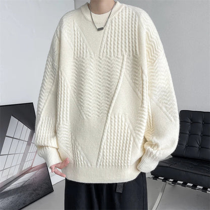 sanyamk  -  Vintage Style Men's Sweaters Knitted Twist Long Sleeve Pullovers Outwear Fashion Oversize Streetwear Jumper for Man Plus Size