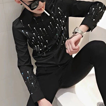 sanyamk Spring Autumn Casual Fashion Trend Personality Printing Blouse Hombre Long Sleeve Harajuku Y2K Long Sleeve Cardigan Shirt Top